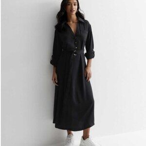 NWOT petite midaxi shirt dress in black 2P